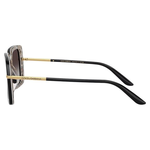 Dolce & Gabbana Sunglasses Black Square Gold Logo Leopard Womens - Picture 2 of 7